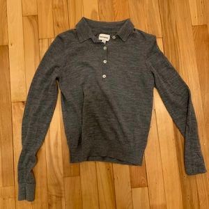 Grey merino polo long sleeves